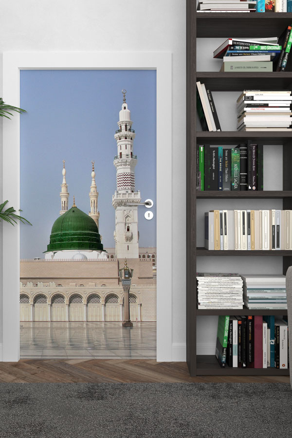 Medine Yeşil Kubbe ve Minare Görselli Kapı Giydirme 9566