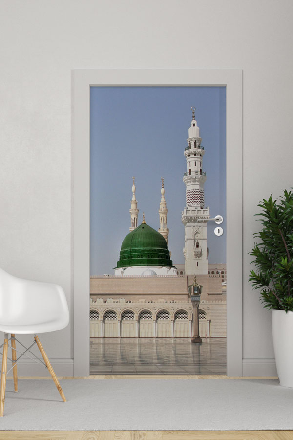 Medine Yeşil Kubbe ve Minare Görselli Kapı Giydirme 9566