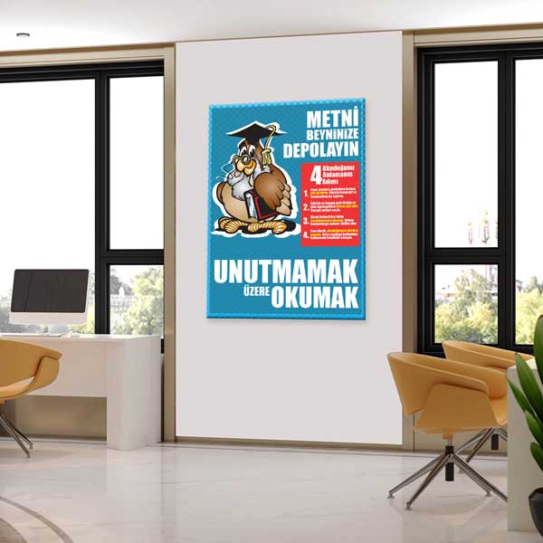 okul-sinif-posterleri-b-817-03 Metni Beyninize Depolayın: Okuduğunu Anlamanın 4 Adımı Posteri - Eğitim Rehberlik – B-817