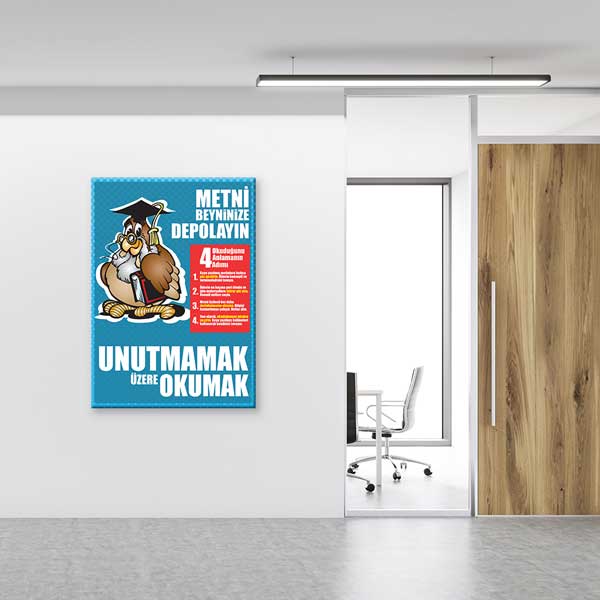 okul-sinif-posterleri-b-817-04 Metni Beyninize Depolayın: Okuduğunu Anlamanın 4 Adımı Posteri - Eğitim Rehberlik – B-817