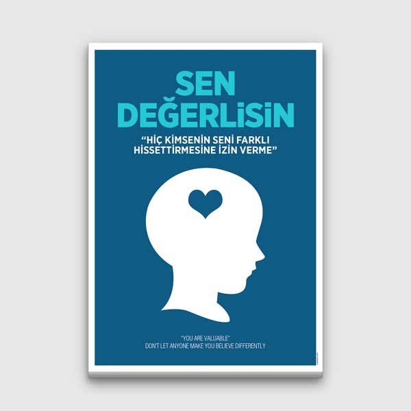 "Sen Değerlisin" Özgüven Posteri - Okul ve Sınıf İçin Motivasyon Dekoru – B-836