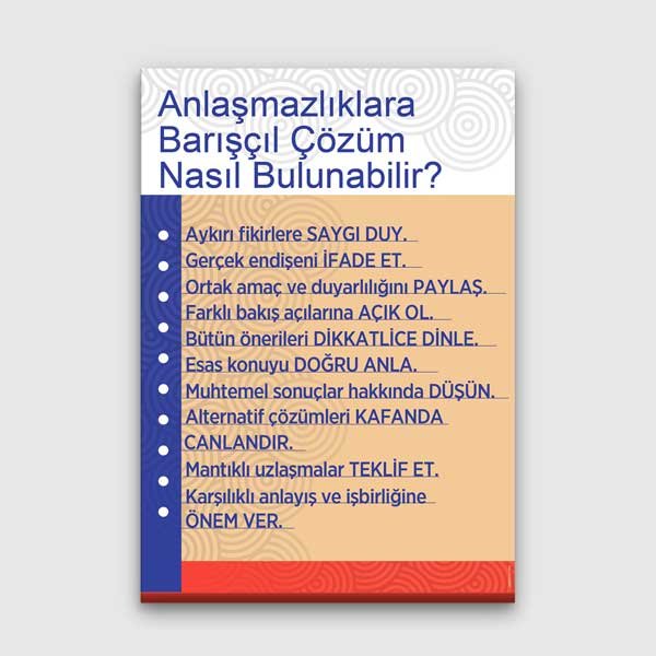 Anlaşmazlıklara Barışçıl Çözüm Nasıl Bulunabilir? Posteri - İletişim ve Uzlaşma Rehberliği – B-843