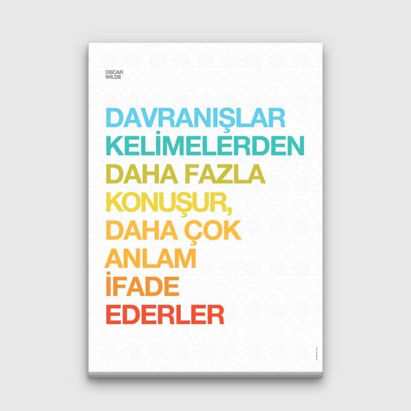 Davranışlar Kelimelerden Daha Fazla Konuşur, Daha Çok Anlam İfade Ederler Posteri - Oscar Wilde Sözü – B-846