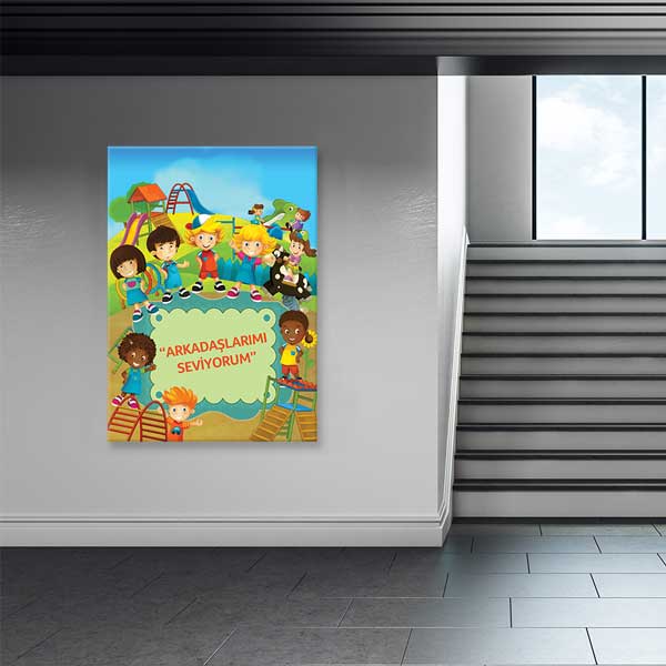 "Arkadaşlarımı Seviyorum" Oyun Parkı Temalı Çocuk Posteri – B-954