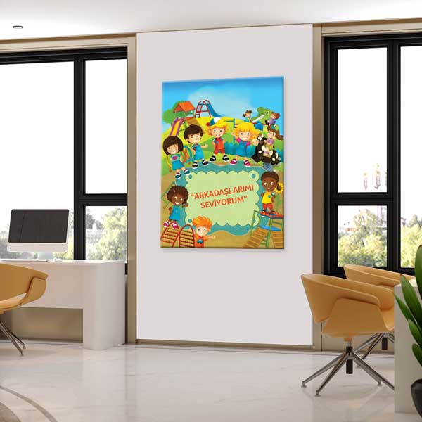"Arkadaşlarımı Seviyorum" Oyun Parkı Temalı Çocuk Posteri – B-954