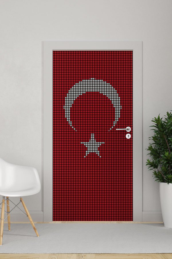 Piksel Türk Bayrağı Kapı Giydirme Tasarımı 8826