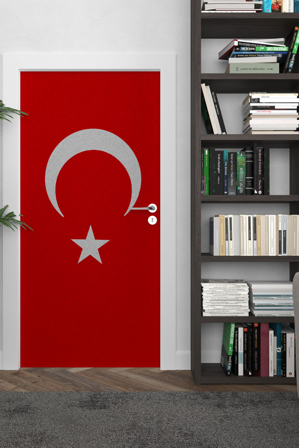 Minimal Türk Bayrağı Kapı Giydirme Tasarımı 8827