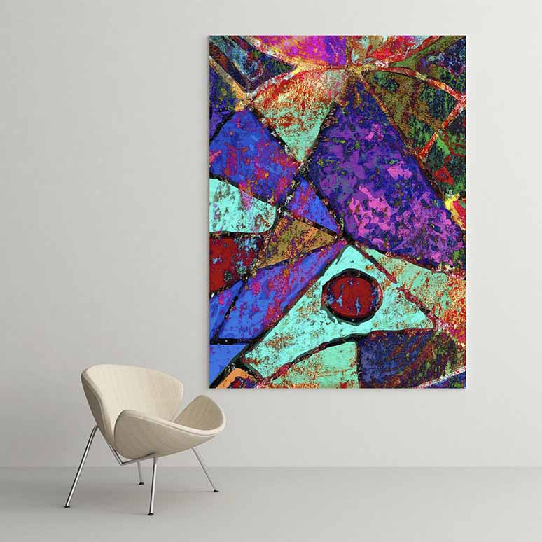Renkli Geometrik Dokulu Soyut Sanat Kanvas Tablo 2158