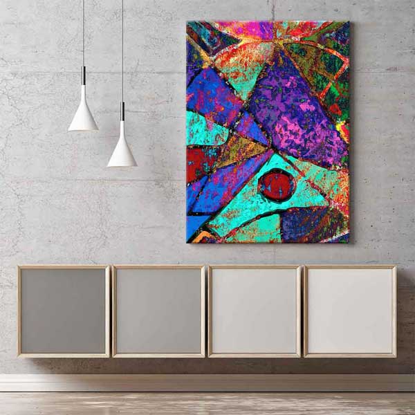 Renkli Geometrik Dokulu Soyut Sanat Kanvas Tablo 2158