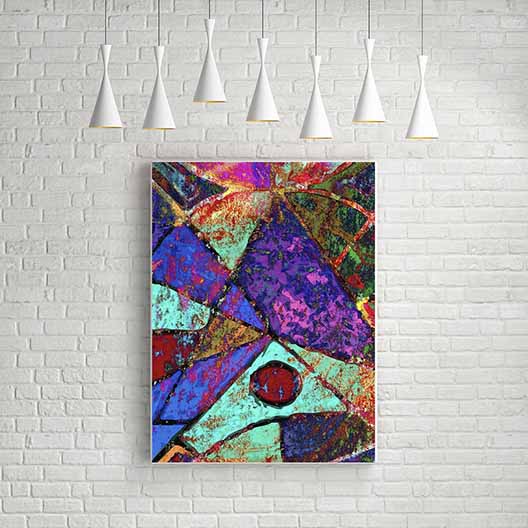 Renkli Geometrik Dokulu Soyut Sanat Kanvas Tablo 2158