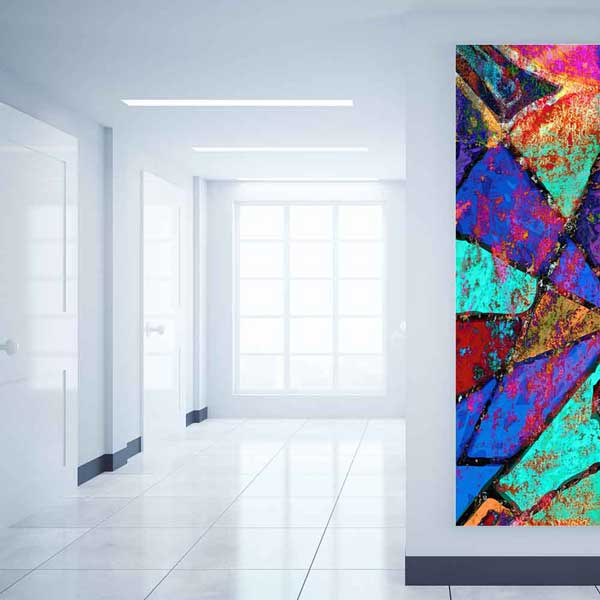 Renkli Geometrik Dokulu Soyut Sanat Kanvas Tablo 2158