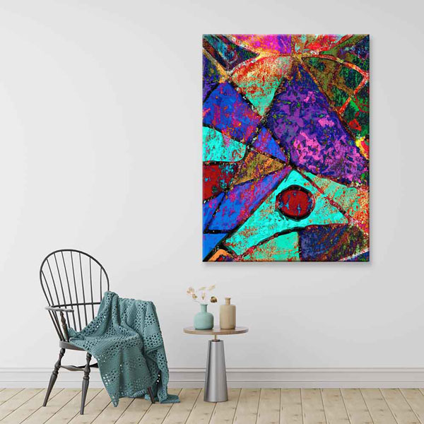 Renkli Geometrik Dokulu Soyut Sanat Kanvas Tablo 2158
