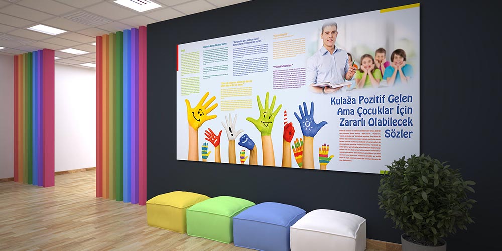 Çocuklar İçin Zararlı Pozitif Sözler Eğitim Posteri  3128