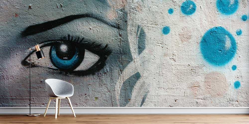 Grafiti Tarzı Mavi Göz Duvar Kağıdı 12665