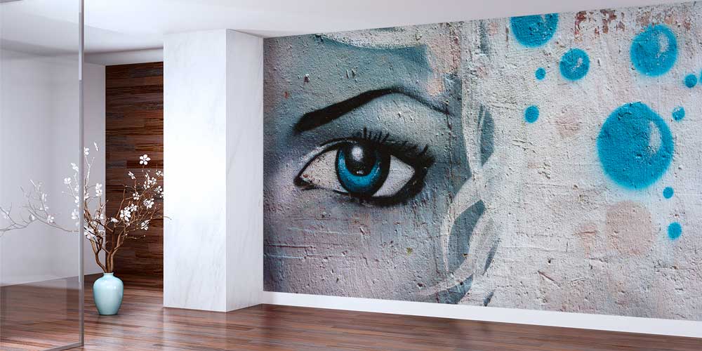 Grafiti Tarzı Mavi Göz Duvar Kağıdı 12665