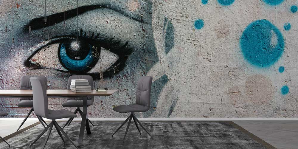 Grafiti Tarzı Mavi Göz Duvar Kağıdı 12665