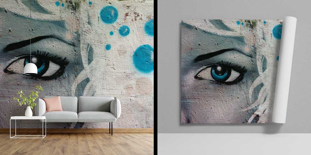 Grafiti Tarzı Mavi Göz Duvar Kağıdı 12665