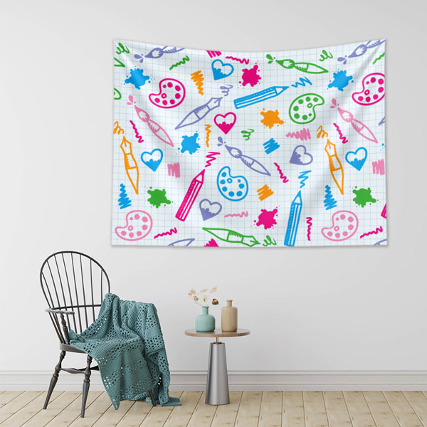 painting-class-wall-decor-8277-01 Sanatsal Desenli Renkli Çizim Duvar Örtüsü 8277