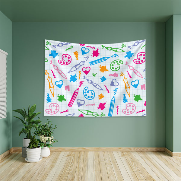 painting-class-wall-decor-8277-02 Sanatsal Desenli Renkli Çizim Duvar Örtüsü 8277