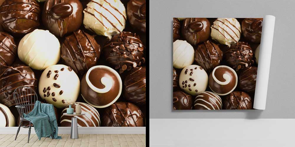 Çikolata Topları Desenli Pastane Duvar Kağıdı 12350