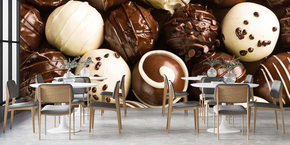 Çikolata Topları Desenli Pastane Duvar Kağıdı 12350