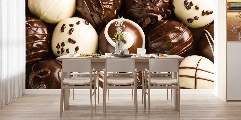 Çikolata Topları Desenli Pastane Duvar Kağıdı 12350