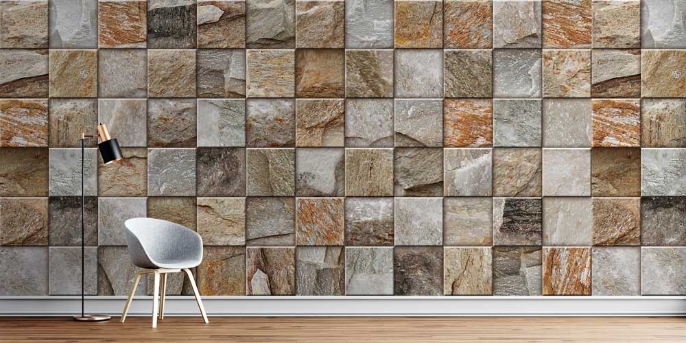 Doğal Taş Görünümlü Mozaik Duvar Kağıdı 12771