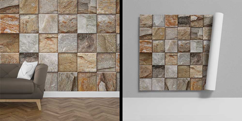 Doğal Taş Görünümlü Mozaik Duvar Kağıdı 12771