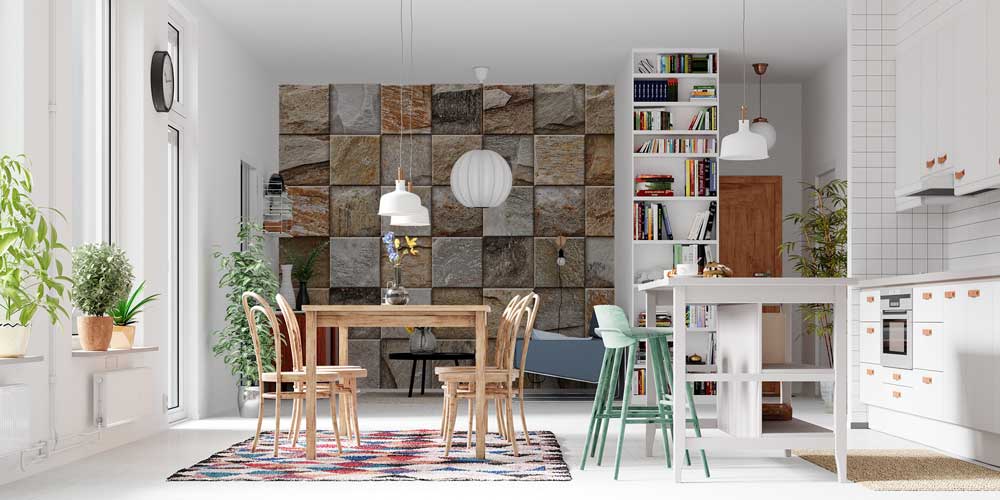 Doğal Taş Görünümlü Mozaik Duvar Kağıdı 12771