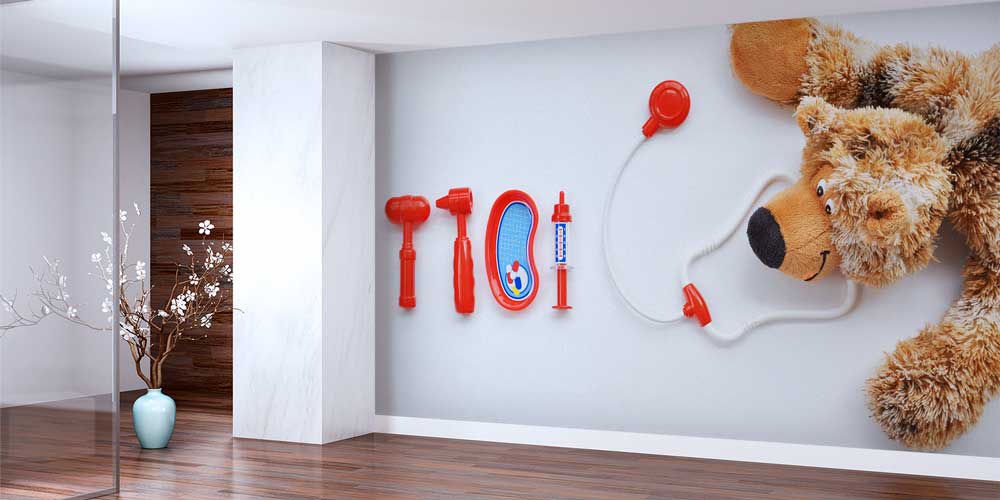 Oyuncak Doktor Seti ve Ayı Temalı Duvar Kağıdı 12645