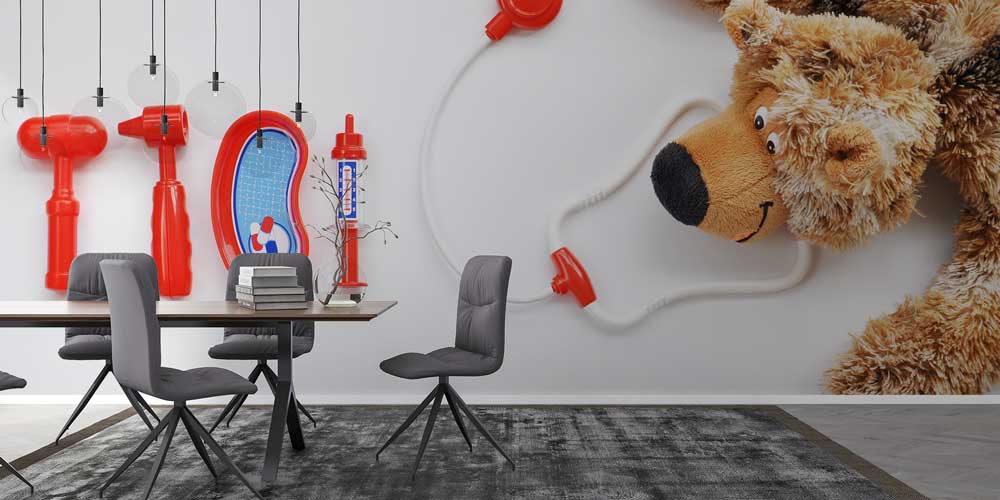 Oyuncak Doktor Seti ve Ayı Temalı Duvar Kağıdı 12645