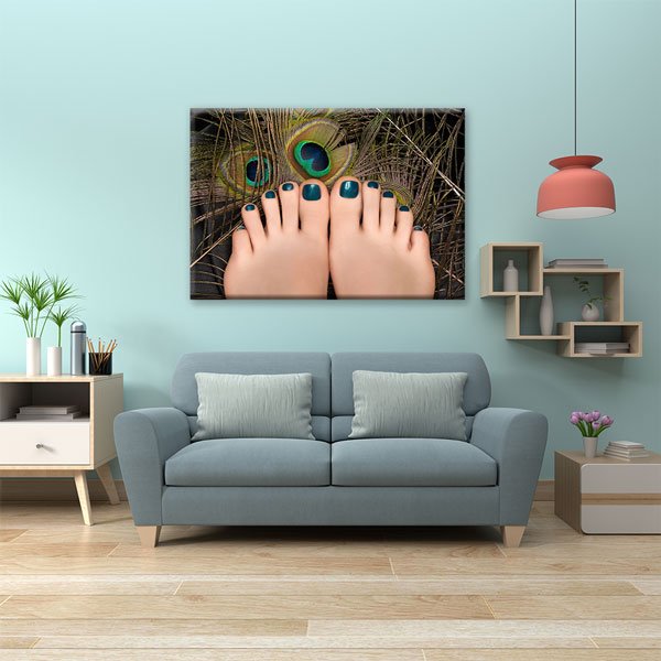 Tavus Kuşu Tüyü Temalı Pedikür Duvar Tablosu – 5652