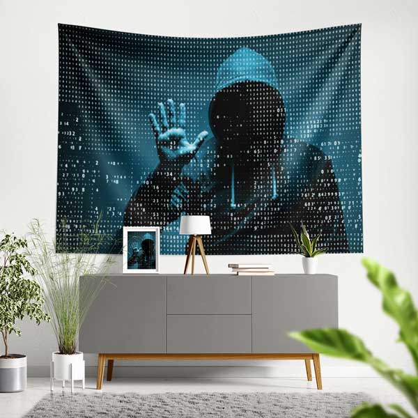 Hacker Konseptli Dijital Desen Duvar Örtüsü 11113