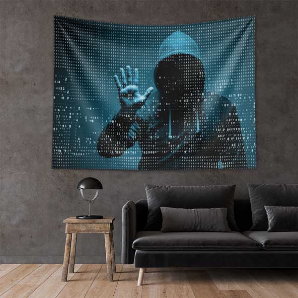 police-decor-tapestry-11113-01 Hacker Konseptli Dijital Desen Duvar Örtüsü 11113