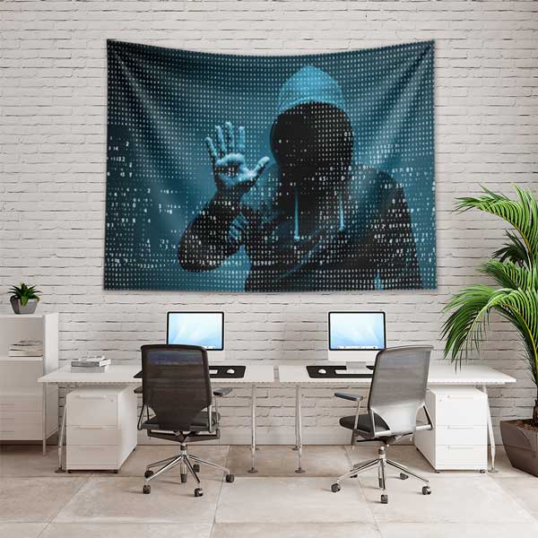 police-decor-tapestry-11113-02 Hacker Konseptli Dijital Desen Duvar Örtüsü 11113