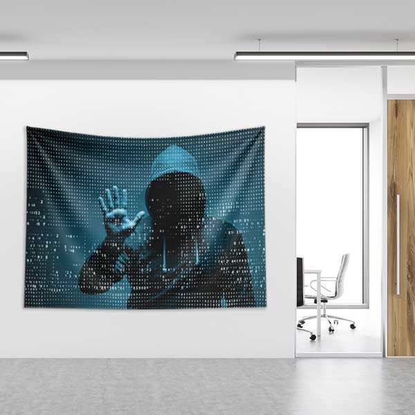 police-decor-tapestry-11113-03 Hacker Konseptli Dijital Desen Duvar Örtüsü 11113