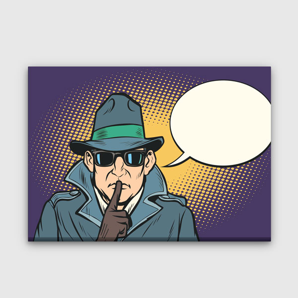 Gizemli Ajan Temalı Konuşma Balonlu Kanvas Tablo – 11265