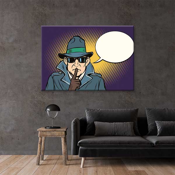 Gizemli Ajan Temalı Konuşma Balonlu Kanvas Tablo – 11265