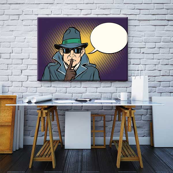 Gizemli Ajan Temalı Konuşma Balonlu Kanvas Tablo – 11265