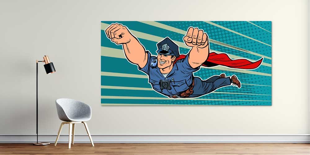 police-wall-art-11343-01 Süper Kahraman Polis Temalı Dekoratif Baskı 11343