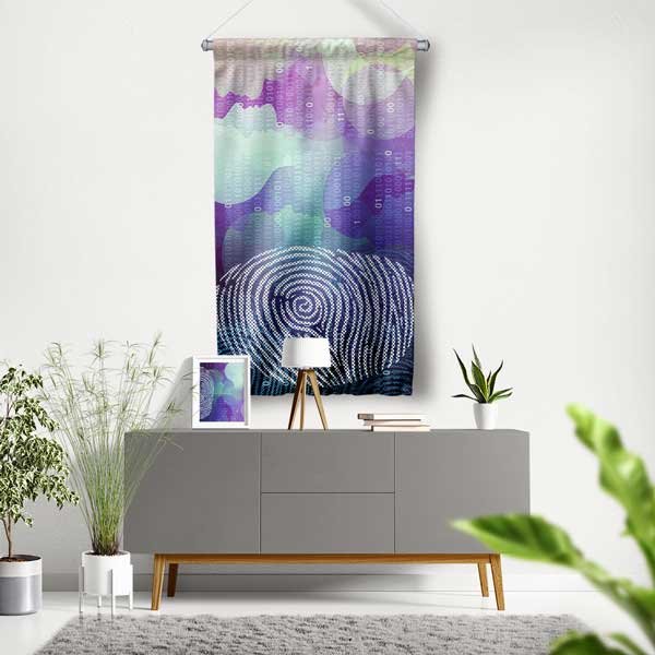 Dijital Parmak İzi Desenli Duvar Flaması 11178