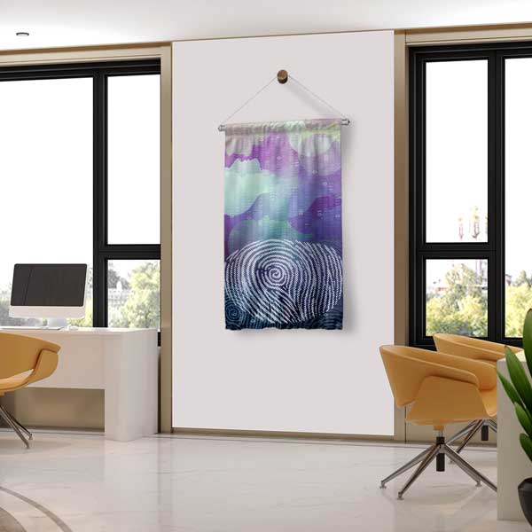 Dijital Parmak İzi Desenli Duvar Flaması 11178