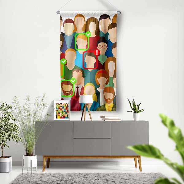 Yapay Zeka Yüz Tanıma Sistemi Duvar Flaması 11182