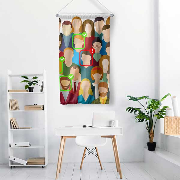 Yapay Zeka Yüz Tanıma Sistemi Duvar Flaması 11182