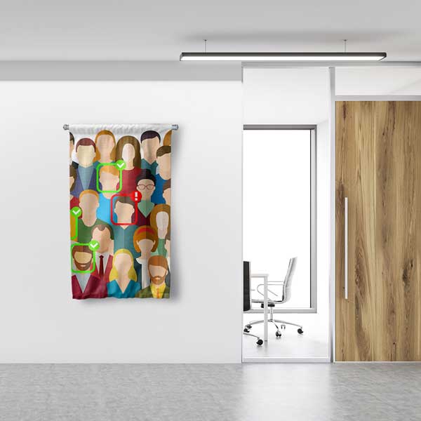 Yapay Zeka Yüz Tanıma Sistemi Duvar Flaması 11182