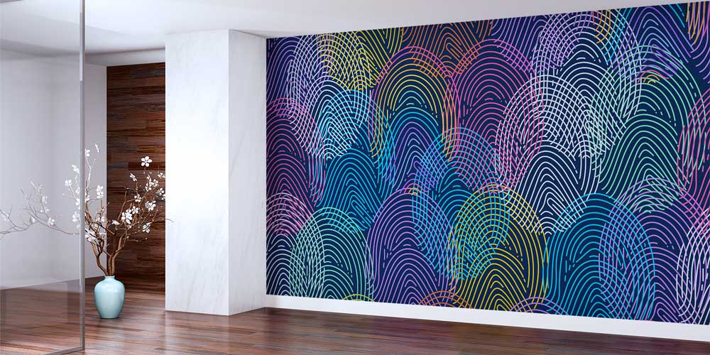 Polis Emniyet Neon Renk Parmak İzi Duvar Kağıdı 11010