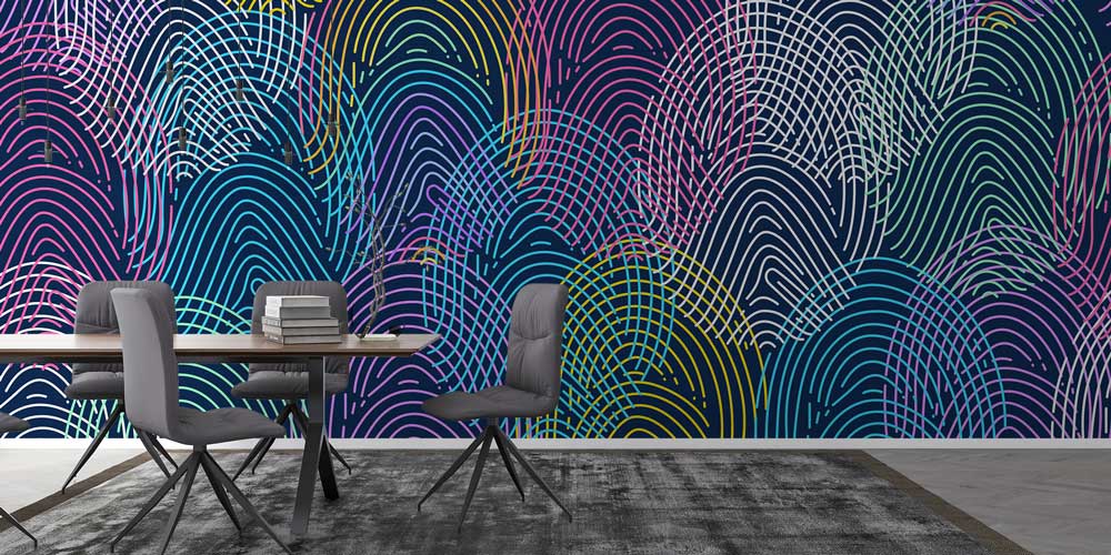 Polis Emniyet Neon Renk Parmak İzi Duvar Kağıdı 11010