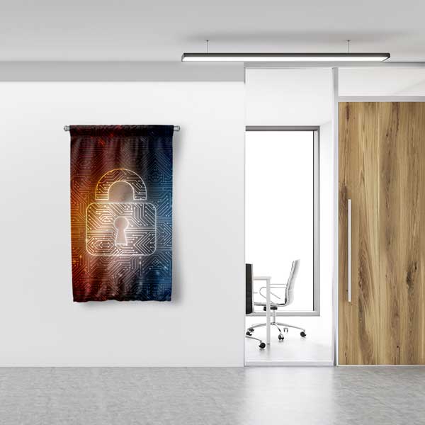 Siber Güvenlik Kilidi Dijital Duvar Flaması 11180