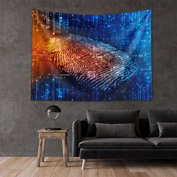 police-wall-art-tapestry-11108-01 Polis Emniyet Holografik Parmak İzi Duvar Örtüsü 11108