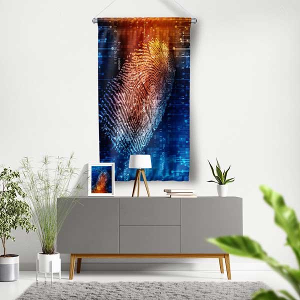 Dijital Parmak İzi ve Binary Kodlu Duvar Flaması 11179